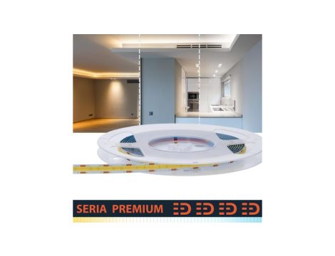 Taśma LED Premium 12V 608led/m COB 11W/m CCT 2700-6500K IP20 1200lm/m 8mm CRI90 3Y 5m