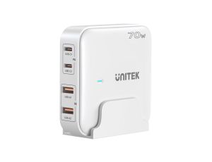 Ładowarka sieciowa biurkowa 70W 2xPD(USB A+ USB C) 2xQC(USB A+ USB C) biała UNITEK