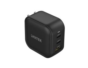 Ładowarka sieciowa 2x USB-C PD + USB-A Power Delivery wymienna wtyczka czarna UNITEK