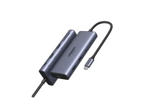 UGREEN Hub USB 3.2 C aktywny (CM639) na 4 porty USB (2x USB, 2x USB-C 3.2), 2x HDMI + SD/TF czarny na kablu /0,3m/