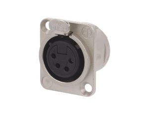 Złącze XLR, żeńskie, gniazdo, proste, PIN: 4, lutowanie, kołnierz (2 otwory), na panel, NC4FD-L-1