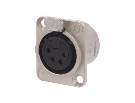 Złącze XLR, żeńskie, gniazdo, proste, PIN: 4, lutowanie, kołnierz (2 otwory), na panel, NC4FD-L-1