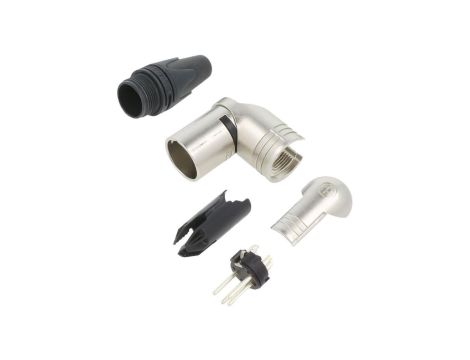 Złącze XLR, męskie, wtyk, obrotowe, kątowe 90, PIN: 4, lutowanie, na przewód, NC4MRX