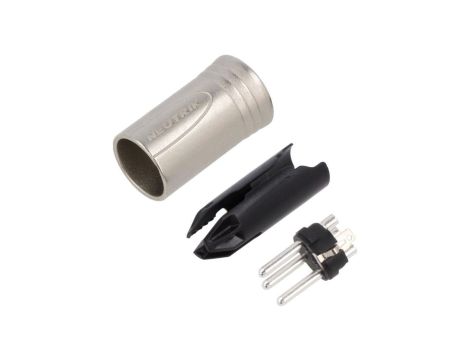 Złącze XLR, męskie, wtyk, bez odgiętki, proste, PIN: 3, lutowanie, na przewód, NC3MXX-WOB
