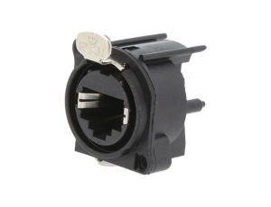 Złącze RJ45, żeńskie, gniazdo, PoE+, proste, PIN: 8, 8p8c, THT, kołnierz (2 otwory), na panel, na PCB, NE8FAV