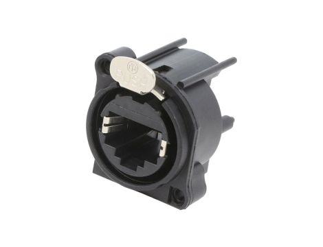 Złącze RJ45, żeńskie, gniazdo, PoE+, kątowe, PIN: 8, 8p8c, THT, kołnierz (2 otwory), na panel, na PCB, NE8FAH