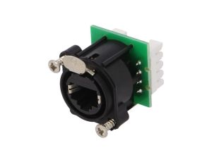 Złącze RJ45, żeńskie, gniazdo, PoE+, proste, PIN: 8, 8p8c, IDC, kołnierz (4 otwory), na panel, NE8FAV-YK