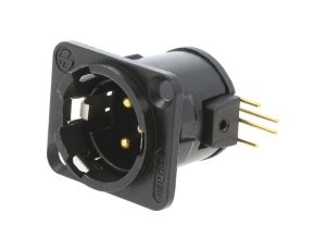Złącze XLR, męskie, gniazdo, kątowe 90, PIN: 3, THT, kołnierz (2 otwory), na panel, na PCB, NC3MD-H-B