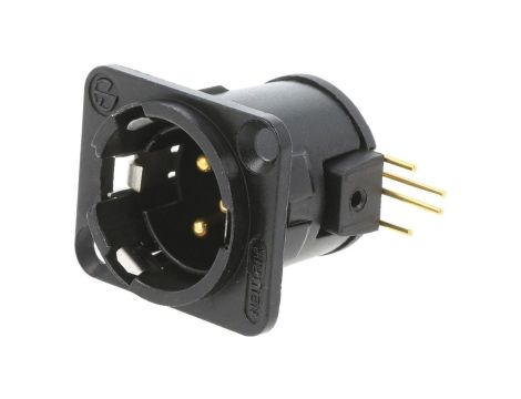 Złącze XLR, męskie, gniazdo, kątowe 90, PIN: 3, THT, kołnierz (2 otwory), na panel, na PCB, NC3MD-H-B