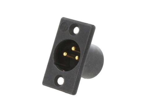 Złącze XLR, męskie, gniazdo, proste, PIN: 3, lutowanie, kołnierz (2 otwory), na panel, NC3MP-B