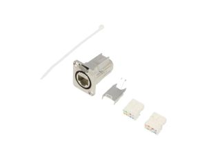 Złącze RJ45, żeńskie, gniazdo, ekranowane, proste, PIN: 8, 8p8c, IDC, kołnierz (2 otwory), na panel, przykręcany, NE8FDX-Y6