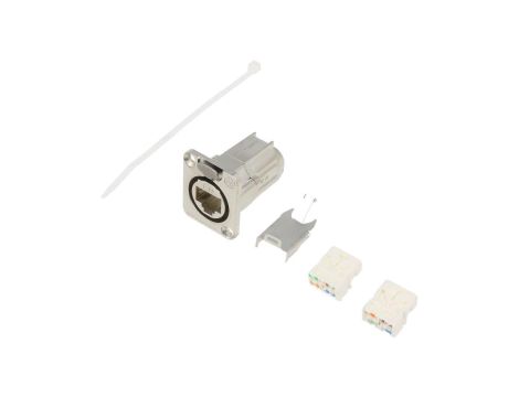 Złącze RJ45, żeńskie, gniazdo, ekranowane, proste, PIN: 8, 8p8c, IDC, kołnierz (2 otwory), na panel, przykręcany, NE8FDX-Y6