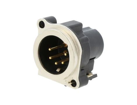 Złącze XLR, męskie, gniazdo, kątowe 90, PIN: 5, THT, kołnierz (2 otwory), na panel, na PCB, NC5MBV