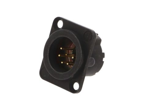 Złącze XLR, męskie, gniazdo, proste, PIN: 6, lutowanie, kołnierz (2 otwory), na panel, NC6MD-LX-B