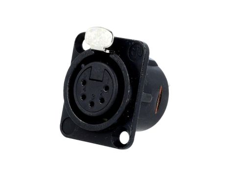 Złącze XLR, żeńskie, gniazdo, proste, PIN: 5, lutowanie, kołnierz (2 otwory), na panel, NC5FD-L-B-1