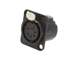 Złącze XLR, żeńskie, gniazdo, z przyciskiem, proste, PIN: 5, lutowanie, kołnierz (2 otwory), na panel, NC5FD-LX-BAG