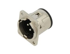 Złącze XLR, męskie, gniazdo, proste, PIN: 3, THT, kołnierz (2 otwory), na panel, na PCB, NC3MDM3-V