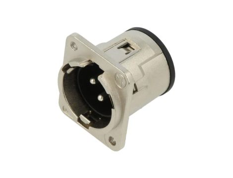Złącze XLR, męskie, gniazdo, proste, PIN: 3, THT, kołnierz (2 otwory), na panel, na PCB, NC3MDM3-V