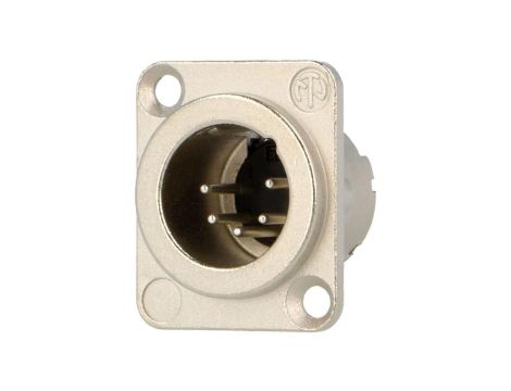 Złącze XLR, męskie, gniazdo, proste, PIN: 5, lutowanie, kołnierz (2 otwory), na panel, NC5MD-LX