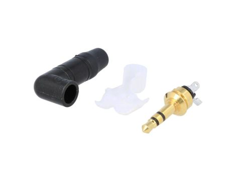 Złącze Jack 3,5mm, męskie, wtyk, stereo, z odgiętką, kątowe 90, lutowanie, na przewód, NTP3RC-B