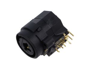 Złącze Jack 6,3mm + XLR, żeńskie, gniazdo, kątowe 90, THT, kołnierz (2 otwory), na panel, na PCB, NCJ10FI-H-0