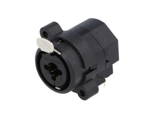 Złącze Jack 6,3mm + XLR, żeńskie, gniazdo, kątowe 90, THT, kołnierz (2 otwory), na panel, na PCB, NCJ6FI-H