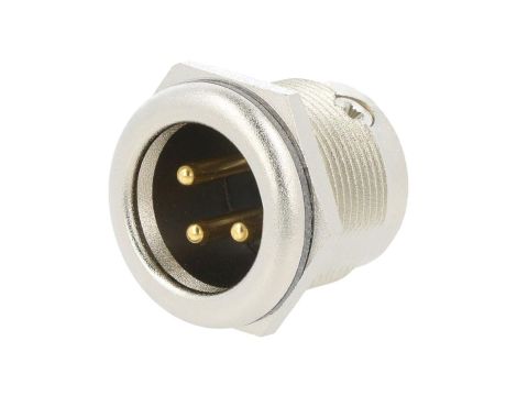 Złącze XLR, męskie, gniazdo, proste, PIN: 3, lutowanie, nakrętka od tyłu, na panel, NC3MPR-HD