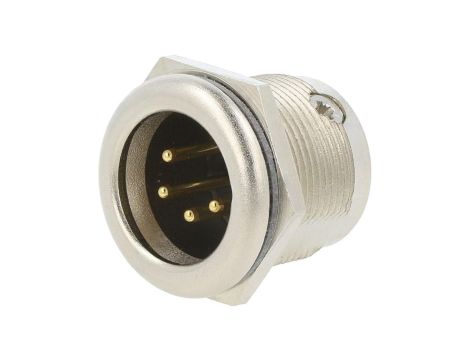 Złącze XLR, męskie, gniazdo, proste, PIN: 4, lutowanie, nakrętka od tyłu, na panel, NC4MPR-HD
