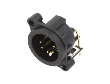 Złącze XLR, męskie, gniazdo, kątowe 90, PIN: 5, THT, kołnierz (2 otwory), na panel, na PCB, NC5MAH