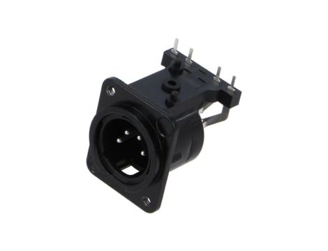 Złącze XLR, męskie, gniazdo, kątowe 90, PIN: 4, THT, kołnierz (2 otwory), na panel, na PCB, NC4MDM3-H-BAG