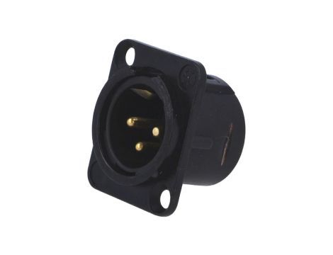 Złącze XLR, męskie, gniazdo, proste, PIN: 3, lutowanie, kołnierz (2 otwory), na panel, NC3MD-L-B-1