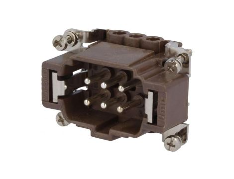 Złącze: HDC męskie 180 C 16A 500V 6+PE rozmiar 44.27 44x27mm CNEM 06 RY