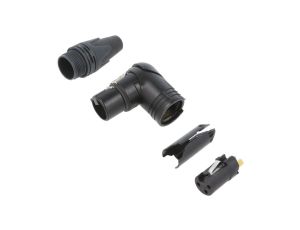 Złącze XLR, żeńskie, wtyk, obrotowe, kątowe 90, PIN: 3, lutowanie, na przewód, NC3FRX-B