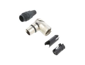 Złącze XLR, żeńskie, wtyk, obrotowe, kątowe 90, PIN: 4, lutowanie, na przewód, NC4FRX