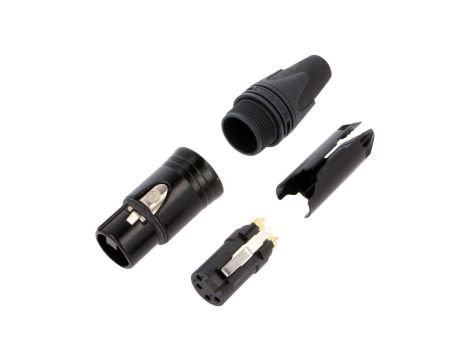 Złącze XLR, żeńskie, wtyk, proste, PIN: 4, lutowanie, na przewód, NC4FXX-B