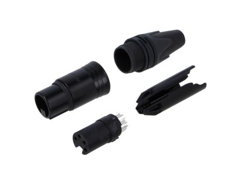 Złącze XLR, żeńskie, wtyk, proste, PIN: 4, lutowanie, na przewód, NC4FXX-BAG