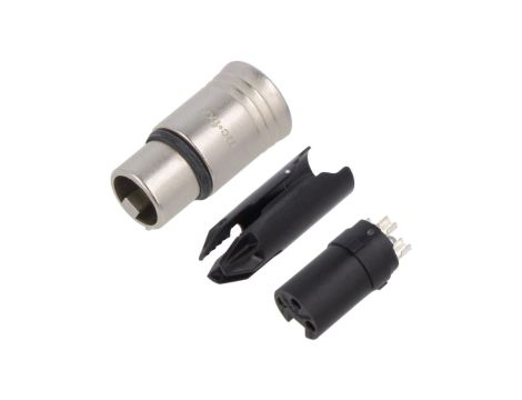 Złącze XLR, żeńskie, wtyk, proste, PIN: 3, lutowanie, na przewód, NC3FXX-WOB