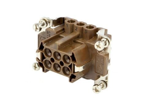 Złącze: HDC żeńskie 180 C 16A 500V 6+PE rozmiar 44.27 CNEF 06 RY