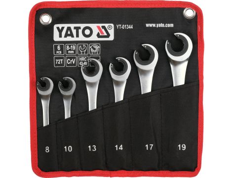 ZESTAW KLUCZY PÓŁOTWARTYCH Z GRZECHOTKĄ 8-19MM 6 SZTUK - YATO