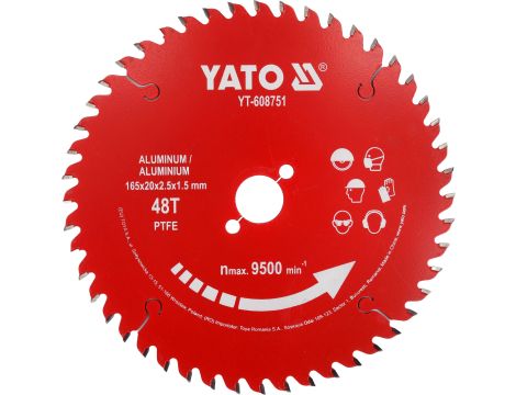 TARCZA TCT PTFE DO ALUMINIUM 165*20*48T - YATO