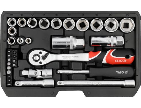 ZESTAW NARZĘDZIOWY 1/4"; 3/8" 34 PCS - YATO