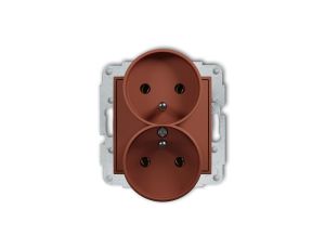 MINI Mechanizm gniazda podwójnego do ramki z uziemieniem 2x(2P+Z) (bez przesłon torów prądowych) terakota 63MGPR-2z