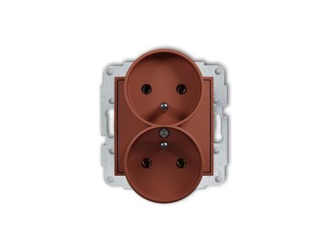MINI Mechanizm gniazda podwójnego do ramki z uziemieniem 2x(2P+Z) (bez przesłon torów prądowych) terakota 63MGPR-2z