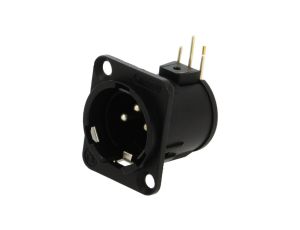 Złącze XLR, męskie, gniazdo, kątowe 90, PIN: 3, THT, kołnierz (2 otwory), na panel, na PCB, NC3MD-H-BAG