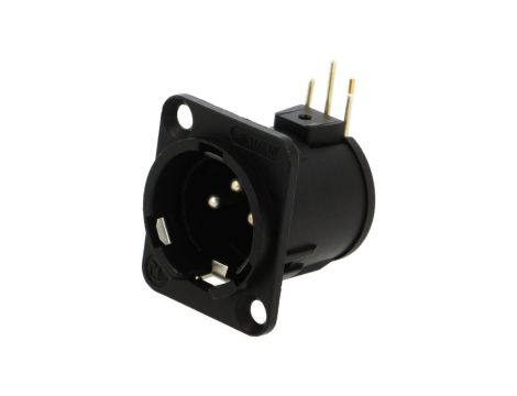 Złącze XLR, męskie, gniazdo, kątowe 90, PIN: 3, THT, kołnierz (2 otwory), na panel, na PCB, NC3MD-H-BAG