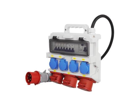 ROZDZIELNICA BUDOWLANA 32A 2x16A 4x230V SCHUKO ZABEZPIECZONA Z RÓŻNICÓWKĄ RPD124FC014-SCHUK+WP