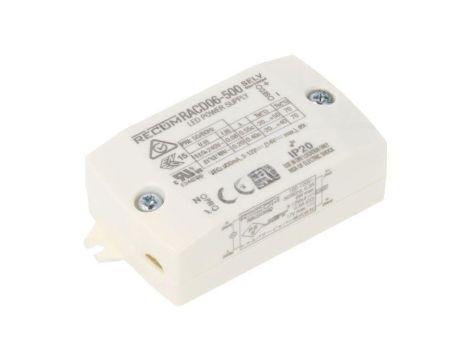 Zasilacz impulsowy, LED, 3...12VDC, 0,5A, IP20, listwa zaciskowa, RACD06-500