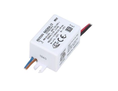 Zasilacz impulsowy, LED, 12VDC, 0,33A, IP65, przewody, RACV04-12
