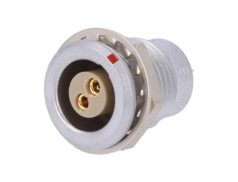 Złącze gniazdo okrągłe żeńskie, PIN: 2, na panel, lutowanie, EGG.1B.302.CLL