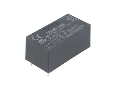 Przetwornica AC/DC, 20W, Uwyj: 15V DC, Iwyj: 1,333A, PCB, RAC20-15SK